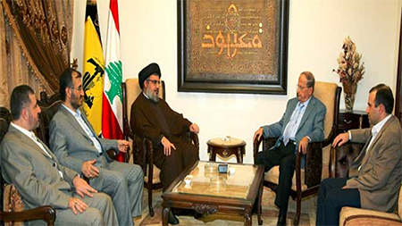 Hassan Nasrola reunido con Michael Aoun Nasrolá y Aoun acuerdan combatir el terrorismo takfirí